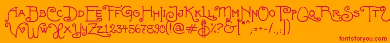 FortunaschweinComplete Font – Red Fonts on Orange Background