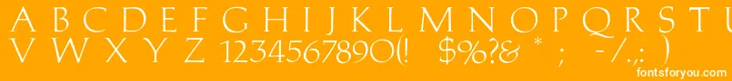 Medici-Schriftart – Weiße Schriften auf orangefarbenem Hintergrund