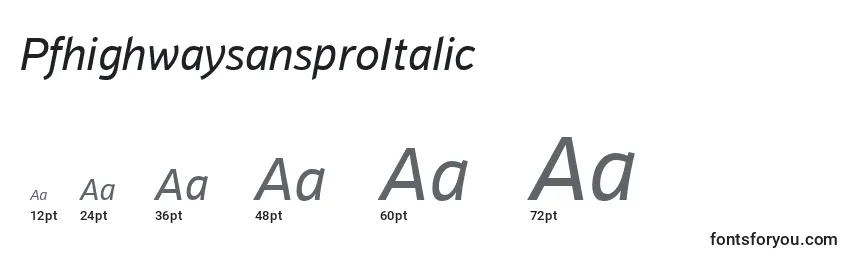Размеры шрифта PfhighwaysansproItalic