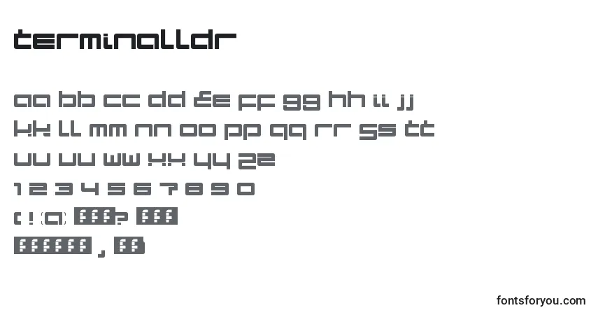 Czcionka TerminalLdr – alfabet, cyfry, specjalne znaki