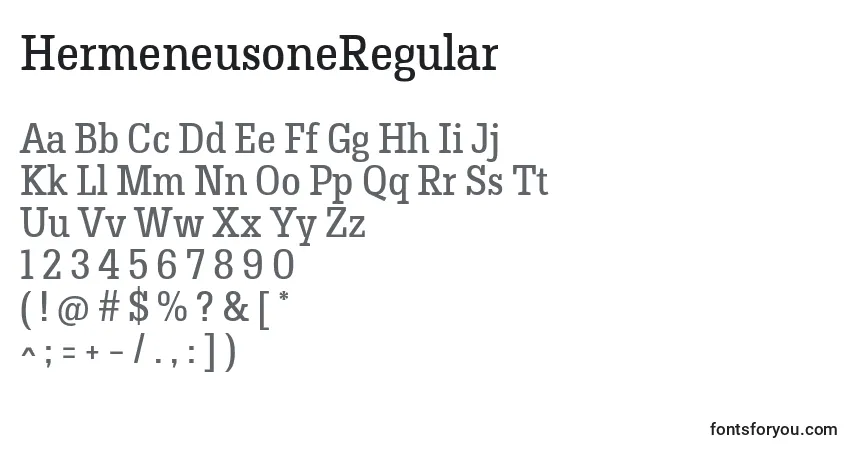 HermeneusoneRegular-fontti – aakkoset, numerot, erikoismerkit