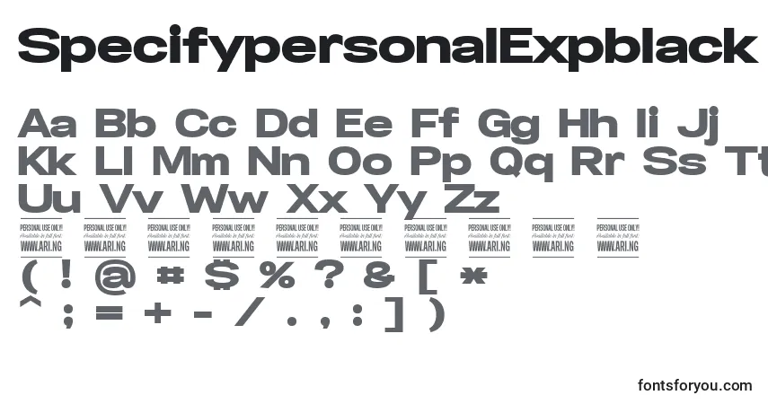 SpecifypersonalExpblack-fontti – aakkoset, numerot, erikoismerkit