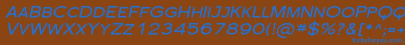 FlorencesansScExpItalic-Schriftart – Blaue Schriften auf braunem Hintergrund
