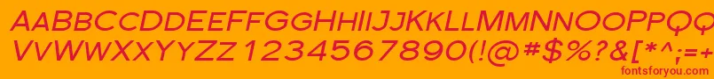 FlorencesansScExpItalic-Schriftart – Rote Schriften auf orangefarbenem Hintergrund