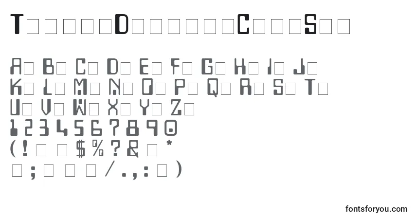 A fonte TechnoDisplayCapsSsi – alfabeto, números, caracteres especiais