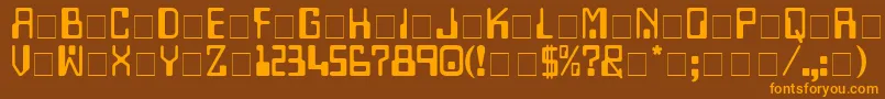 TechnoDisplayCapsSsi Font – Orange Fonts on Brown Background