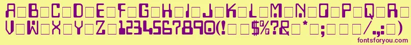 TechnoDisplayCapsSsi Font – Purple Fonts on Yellow Background