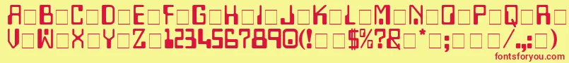 TechnoDisplayCapsSsi Font – Red Fonts on Yellow Background