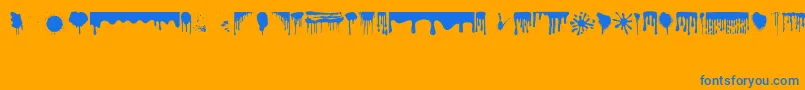 Dripping-Schriftart – Blaue Schriften auf orangefarbenem Hintergrund