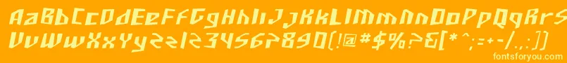 Sfjunkculture Oblique-Schriftart – Gelbe Schriften auf orangefarbenem Hintergrund