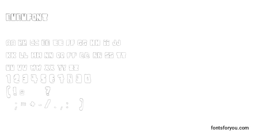 Czcionka Dudufont – alfabet, cyfry, specjalne znaki