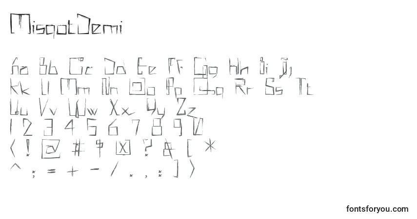 Czcionka MisqotDemi – alfabet, cyfry, specjalne znaki