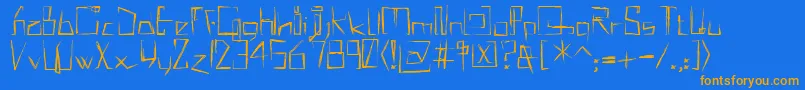 MisqotDemi-Schriftart – Orangefarbene Schriften auf blauem Hintergrund