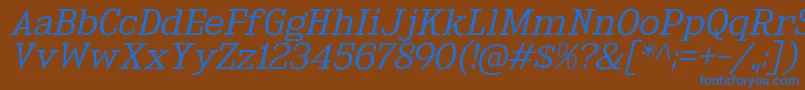 KingsbridgeExLtIt Font – Blue Fonts on Brown Background