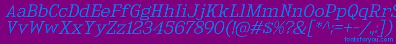 KingsbridgeExLtIt Font – Blue Fonts on Purple Background