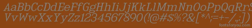 KingsbridgeExLtIt Font – Gray Fonts on Brown Background