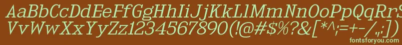 KingsbridgeExLtIt Font – Green Fonts on Brown Background