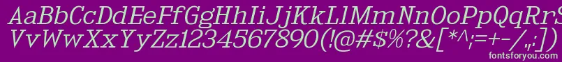 KingsbridgeExLtIt Font – Green Fonts on Purple Background