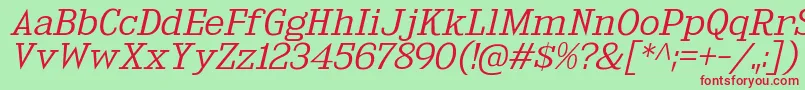 KingsbridgeExLtIt Font – Red Fonts on Green Background
