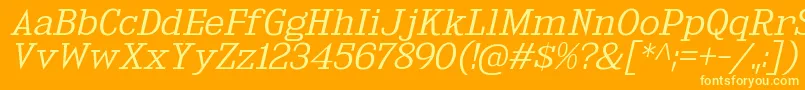 フォントKingsbridgeExLtIt – オレンジの背景に黄色の文字