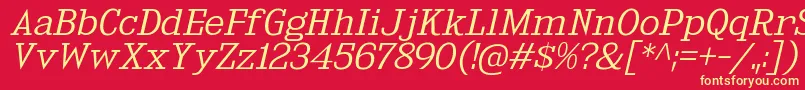 KingsbridgeExLtIt Font – Yellow Fonts on Red Background