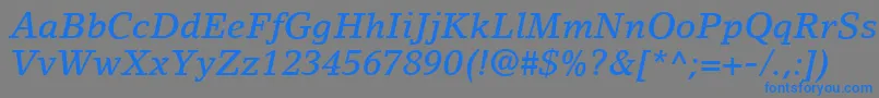 LinoLetterLtMediumItalic Font – Blue Fonts on Gray Background