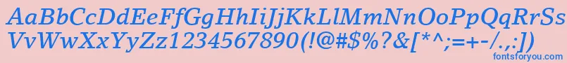 LinoLetterLtMediumItalic Font – Blue Fonts on Pink Background