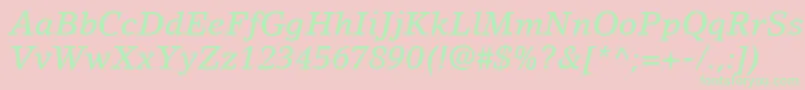 LinoLetterLtMediumItalic Font – Green Fonts on Pink Background