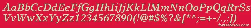 Шрифт LinoLetterLtMediumItalic – зелёные шрифты на красном фоне