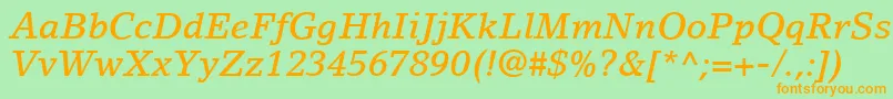 LinoLetterLtMediumItalic Font – Orange Fonts on Green Background