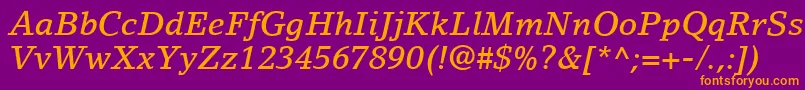 LinoLetterLtMediumItalic Font – Orange Fonts on Purple Background