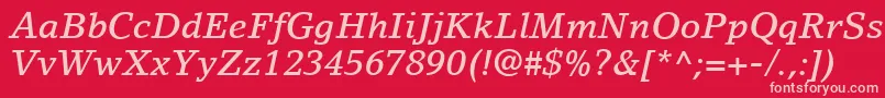 フォントLinoLetterLtMediumItalic – 赤い背景にピンクのフォント