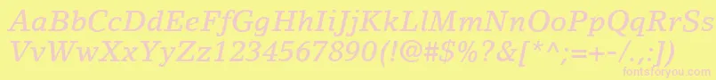 Шрифт LinoLetterLtMediumItalic – розовые шрифты на жёлтом фоне