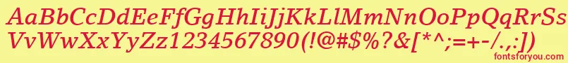 Шрифт LinoLetterLtMediumItalic – красные шрифты на жёлтом фоне