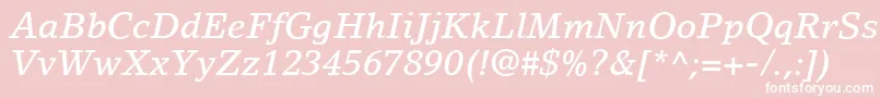 Fonte LinoLetterLtMediumItalic – fontes brancas em um fundo rosa