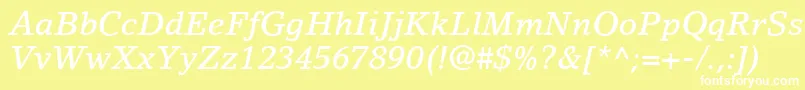 Czcionka LinoLetterLtMediumItalic – białe czcionki na żółtym tle