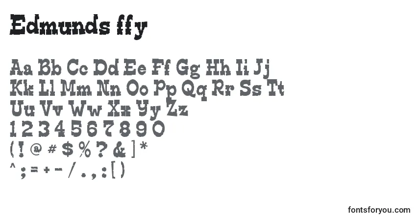 A fonte Edmunds ffy – alfabeto, números, caracteres especiais