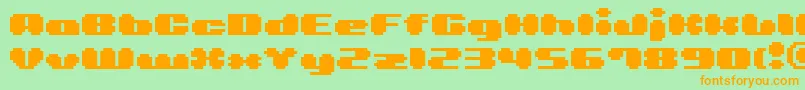 フォントBmlea – オレンジの文字が緑の背景にあります。