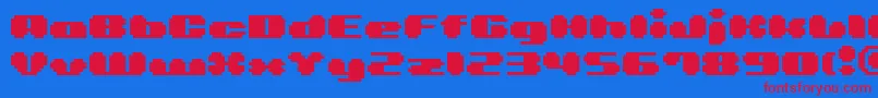 Bmlea-Schriftart – Rote Schriften auf blauem Hintergrund