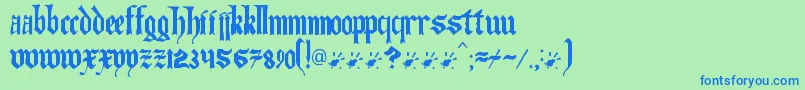 Artofilluminating-Schriftart – Blaue Schriften auf grünem Hintergrund