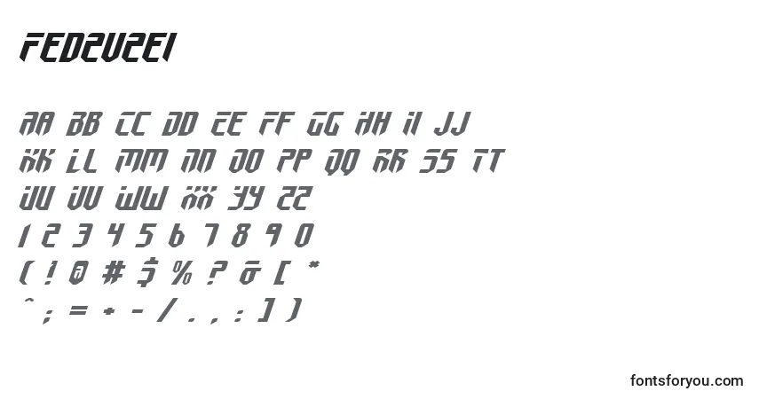 Schriftart Fed2v2ei – Alphabet, Zahlen, spezielle Symbole