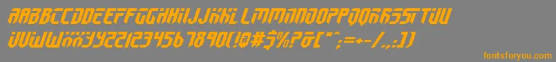 フォントFed2v2ei – オレンジの文字は灰色の背景にあります。