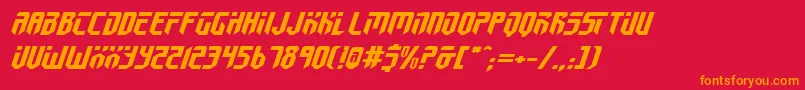 フォントFed2v2ei – 赤い背景にオレンジの文字