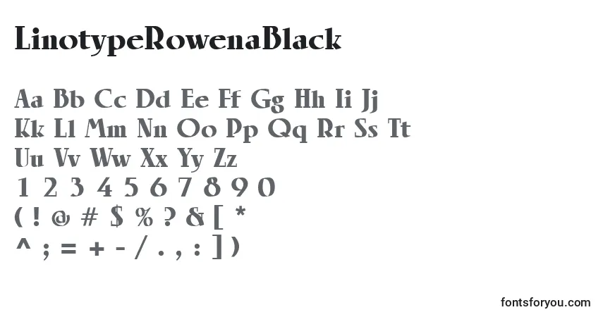 Шрифт LinotypeRowenaBlack – алфавит, цифры, специальные символы