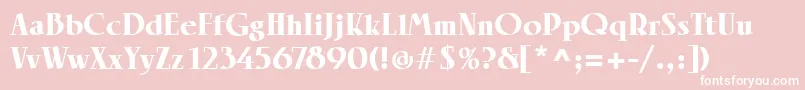 LinotypeRowenaBlack-fontti – valkoiset fontit vaaleanpunaisella taustalla