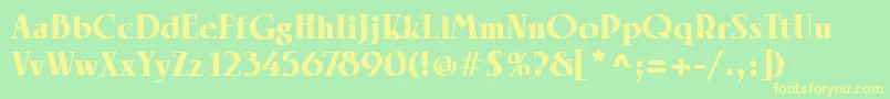 LinotypeRowenaBlack-fontti – keltaiset fontit vihreällä taustalla