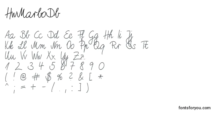 Czcionka HwMarboDb – alfabet, cyfry, specjalne znaki