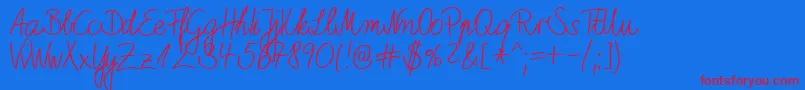 HwMarboDb-Schriftart – Rote Schriften auf blauem Hintergrund