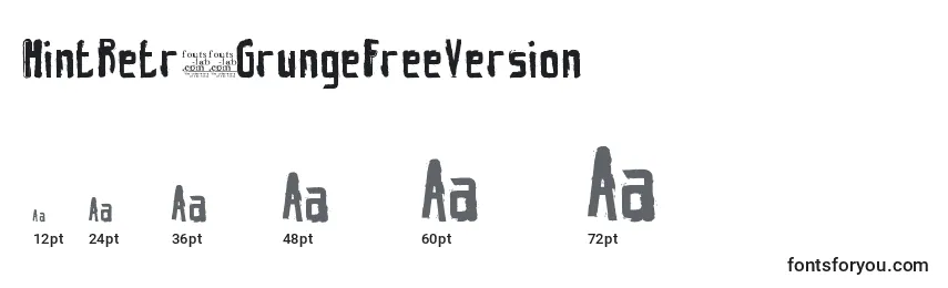 Größen der Schriftart HintRetrС…GrungeFreeVersion
