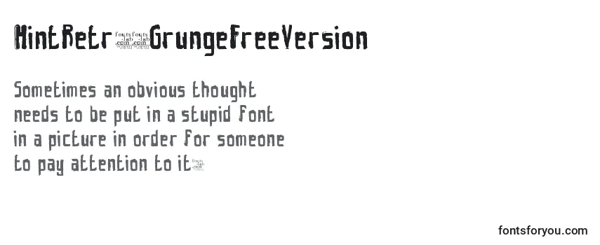 Review of the HintRetrС…GrungeFreeVersion Font